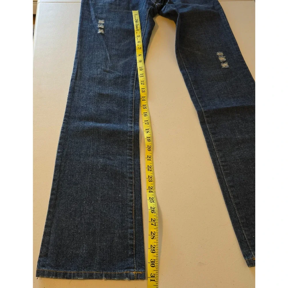 Detroit Denim Button Fly Jeans Men's 28 x 31 Blue Dark Wash Distressed EUC